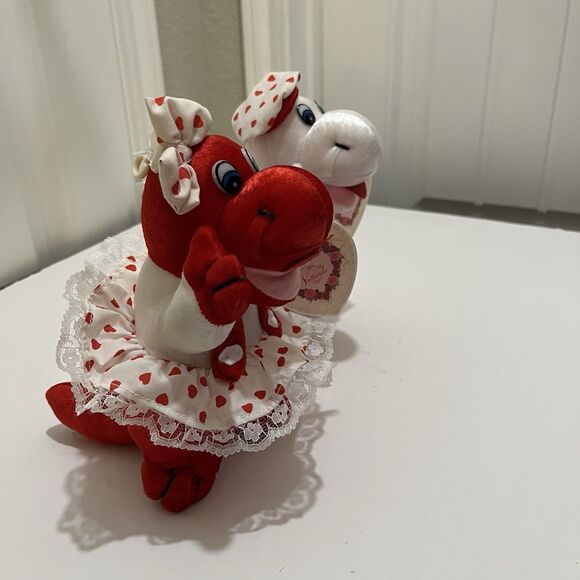 VTG Applause Wallace Berries Dyno Love Dinosaur Plush Valentines Day 8" Lot of 2 - Picture 4 of 16